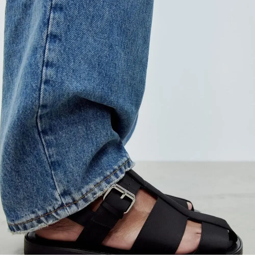 Zara 7.5 black strappy fisherman sandals - Picture 3 of 11